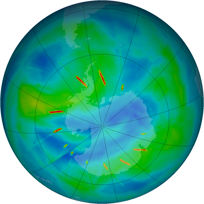 Antarctic ozone map for 02 April 2010
